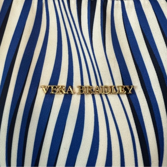 VERA BRADLEY Streeterville Ella Tote Blue White Wavy Stripe Water Repellant - Picture 3 of 15